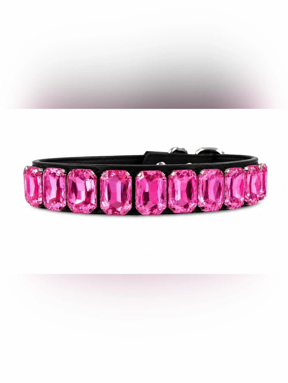 Hot Pink Rhinestone Leather Collar - Size Small - IN ORIGINAL PACKAGING